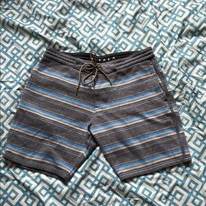 Vissla Men's Striped Shorts - Gray and Blue